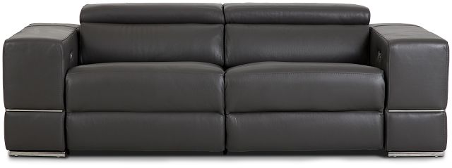 Dante Gray Leather Power Reclining Sofa