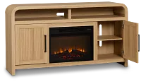 Lyndie Light Tone Tv Stand With Fireplace Insert