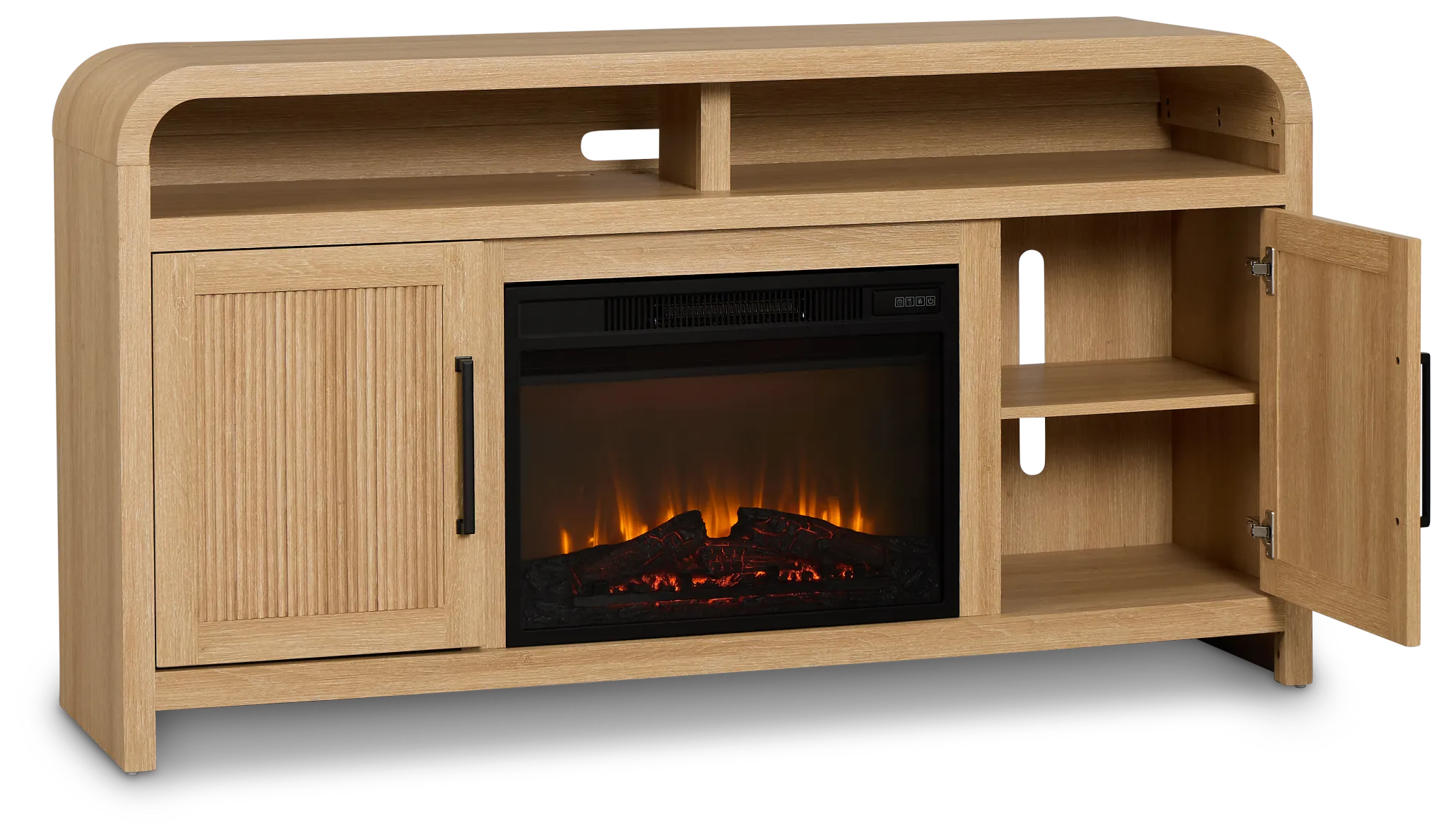 Lyndie Light Tone Tv Stand With Fireplace Insert