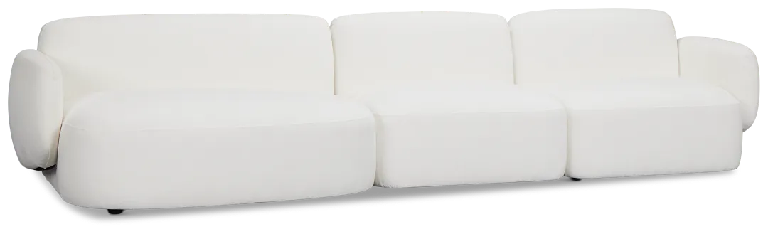 Halsey White Fabric Small Left Cuddler Sectional