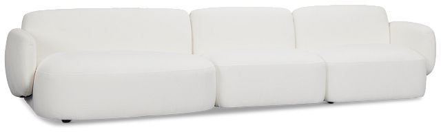 Halsey White Fabric Small Left Cuddler Sectional