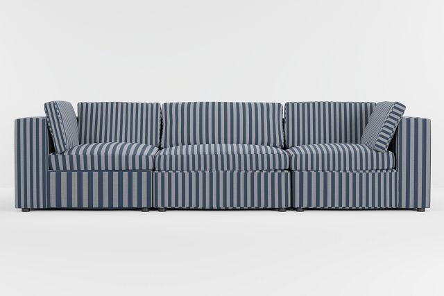 Destin Sea Lane Navy Fabric 3 Piece Modular Sofa