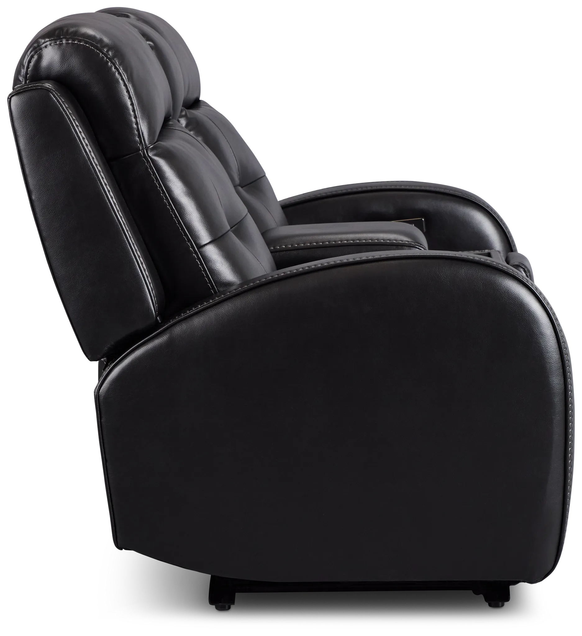 Omega Black Micro Power Reclining Console Loveseat