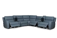 Summit Blue Lthr/vinyl Large Triple Power Reclining Two-arm Sectional