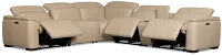 Flexsteel Brodie Taupe Leather/Vinyl Medium Triple Power 2-arm Sectional