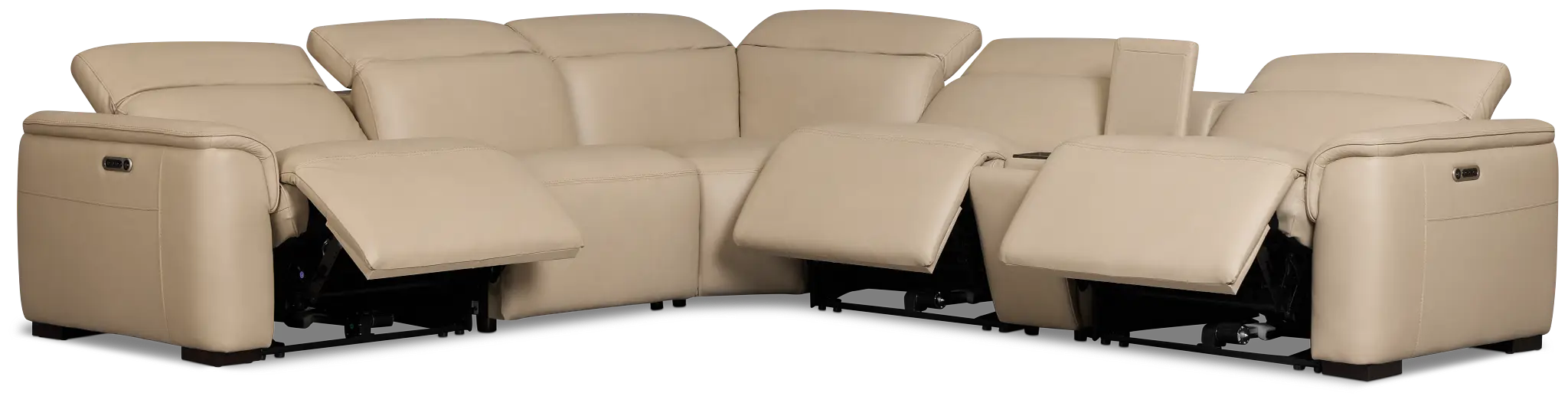 Flexsteel Brodie Taupe Leather/Vinyl Medium Triple Power 2-arm Sectional Flexsteel Brodie Taupe Leather/Vinyl Medium Triple Power 2-arm Sectional