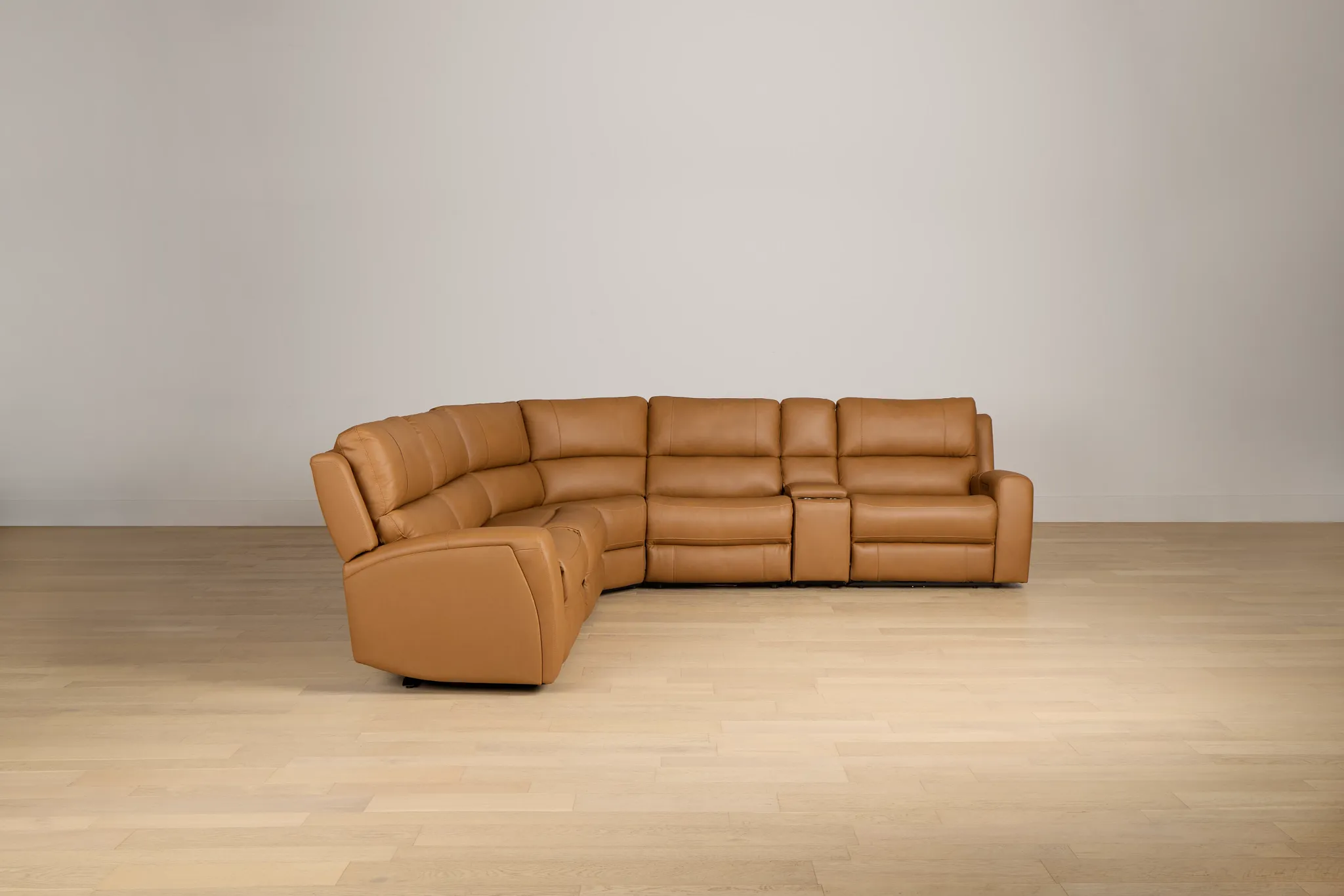 Summit Light Brown Lthr/vinyl Medium Dual Power 2-arm Reclining Sectional