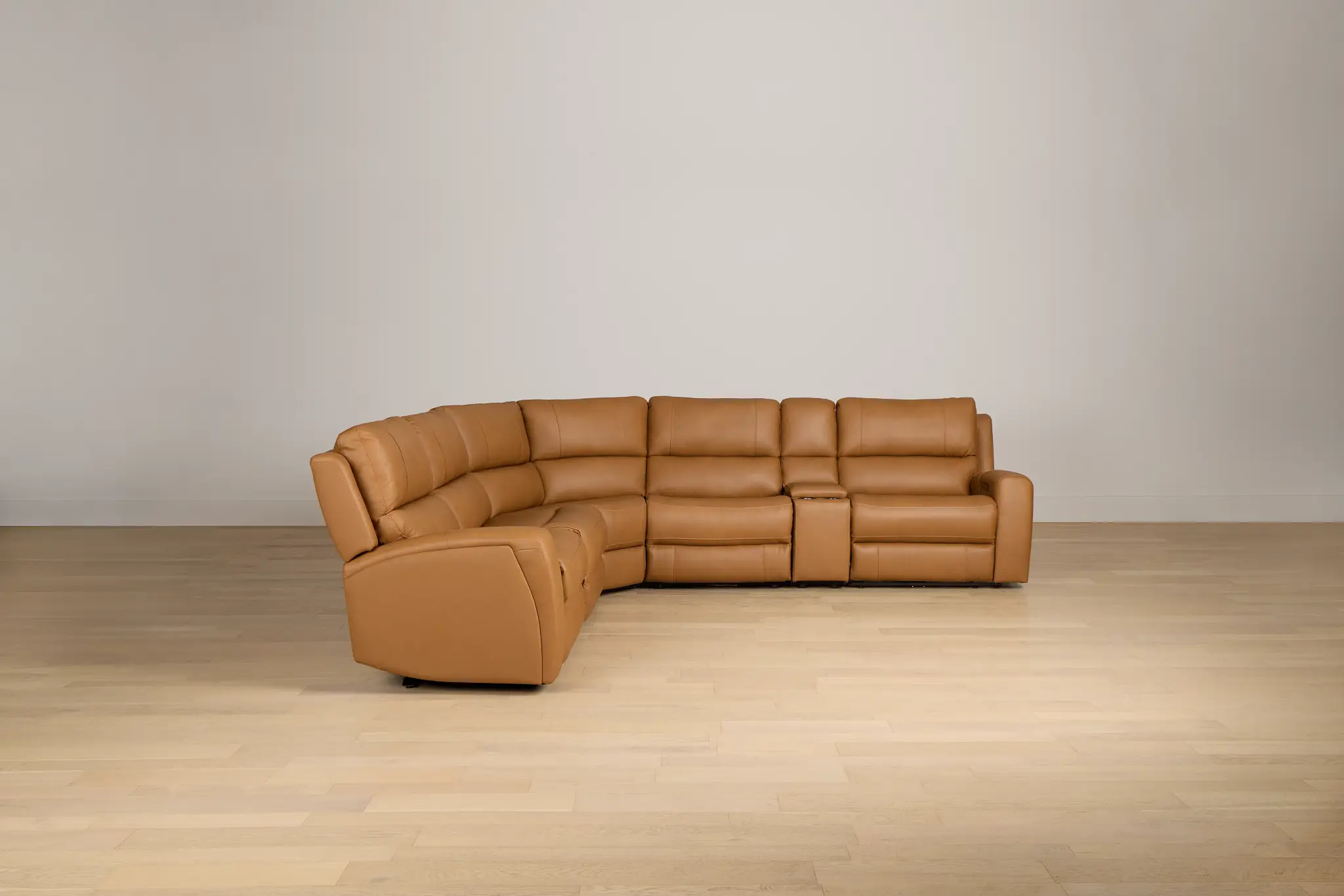 Summit Light Brown Lthr/vinyl Medium Dual Power 2-arm Reclining Sectional Summit Light Brown Lthr/vinyl Medium Dual Power 2-arm Reclining Sectional