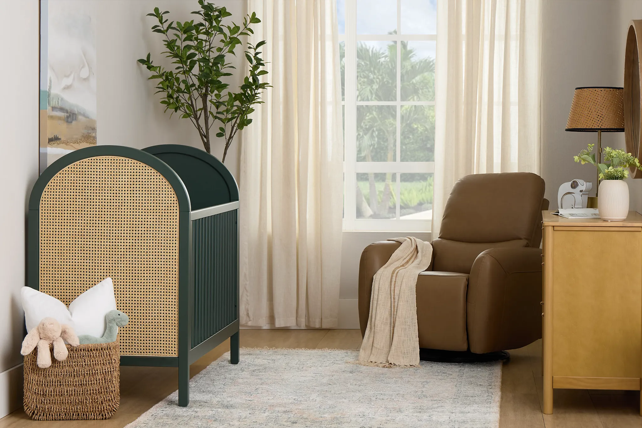 Riley Green Woven 3-in-1 Crib