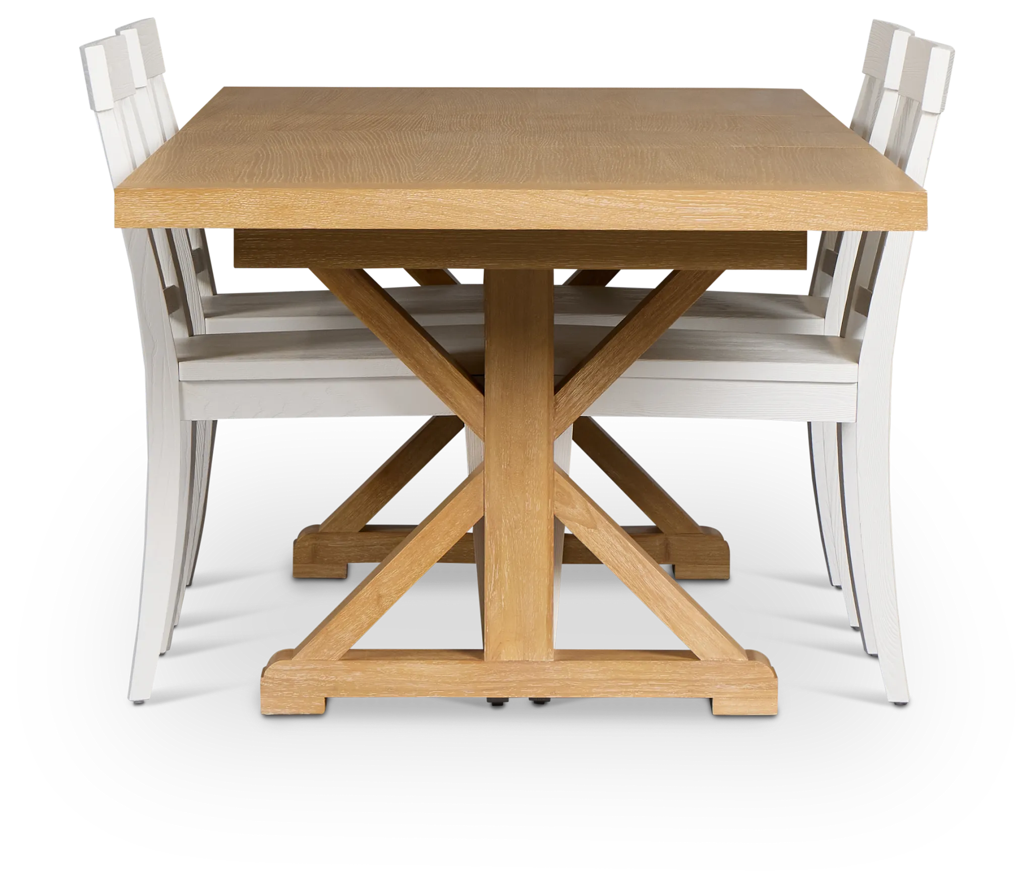 Nantucket Light Tone Rect Table & 4 White Wood Chairs