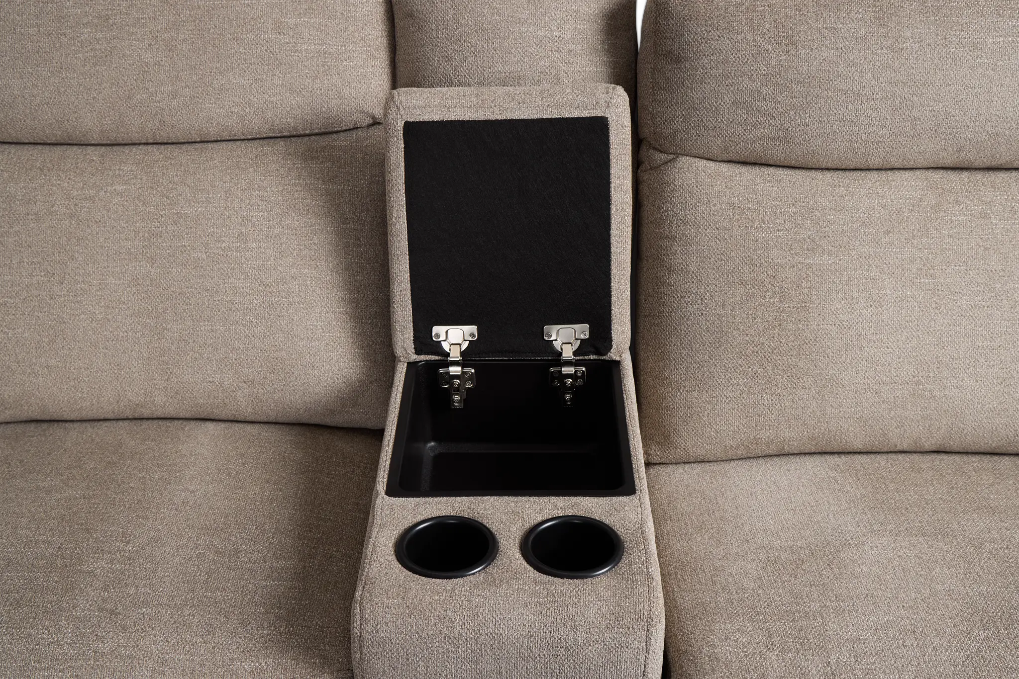 Walker Beige Fabric Medium Dual Power 2-arm Reclining Sectional Walker Beige Fabric Medium Dual Power 2-arm Reclining Sectional