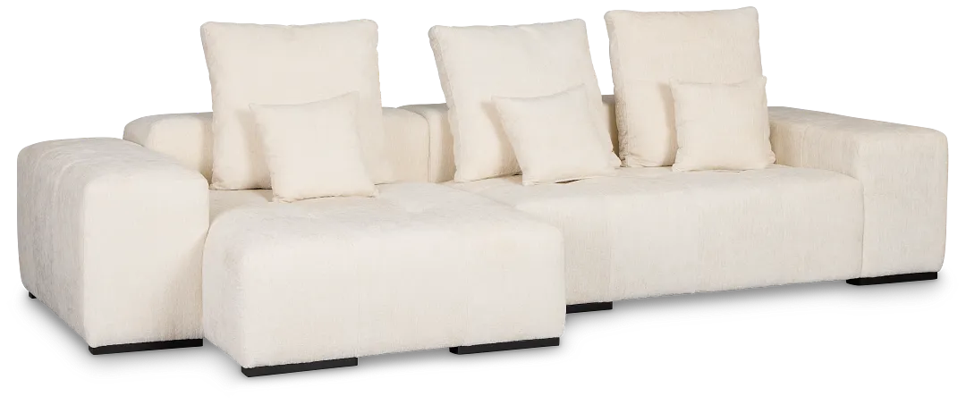 Skylar White Fabric Left Chaise Sectional