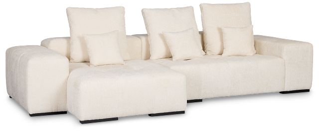 Skylar White Fabric Left Chaise Sectional