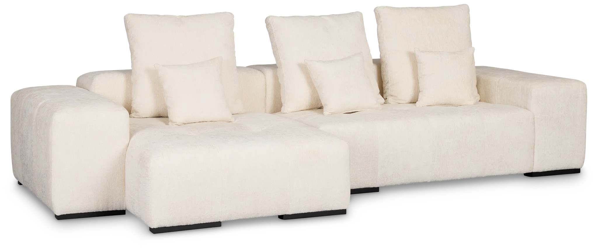 Skylar White Fabric Left Chaise Sectional