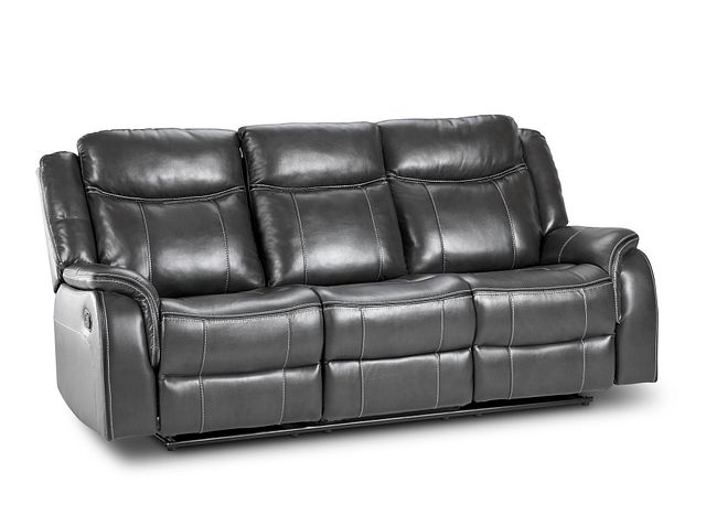 Lowe Dark Gray Micro Reclining Sofa, Leather Reclining Sofa Set Gray