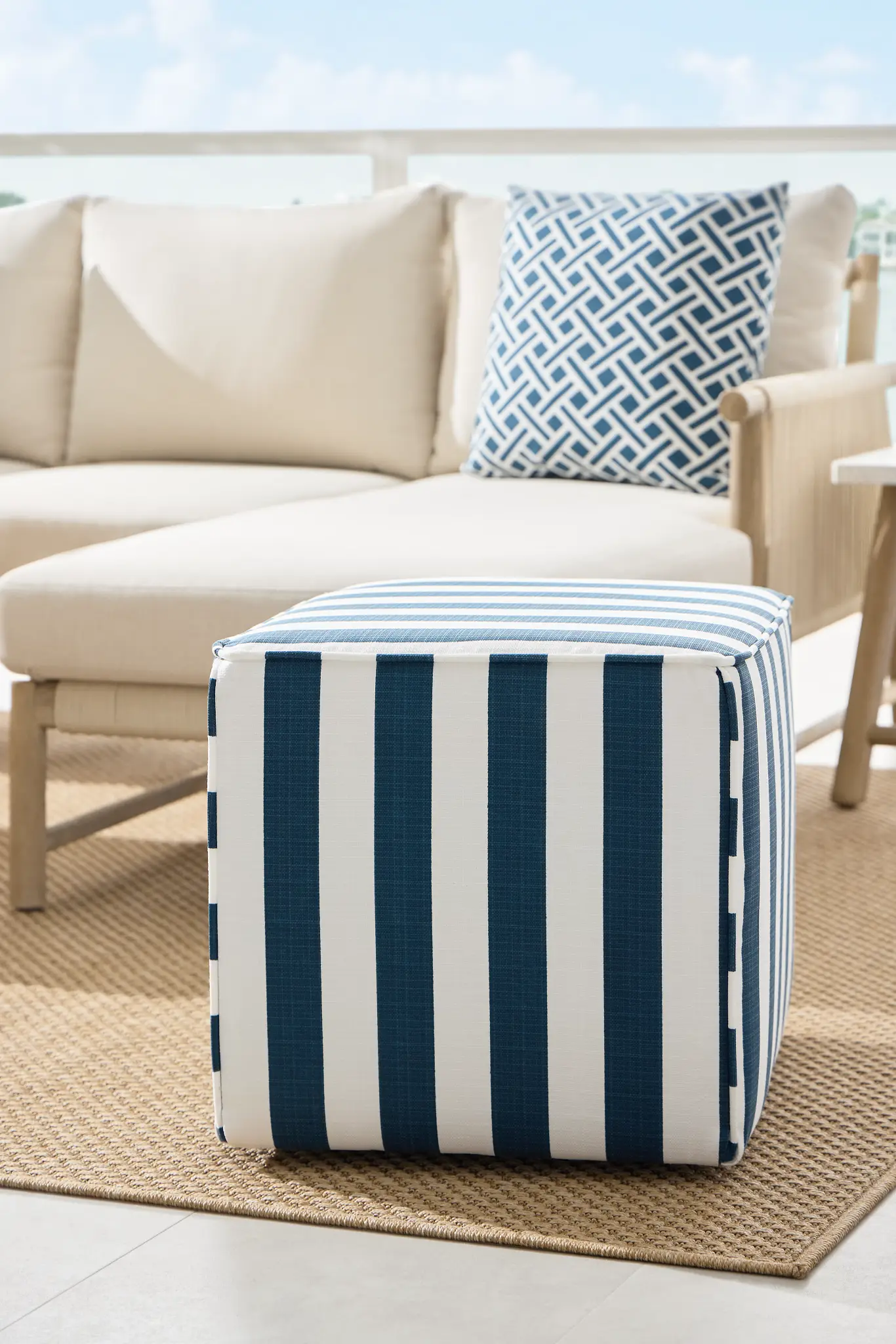 Stripe Blue Stripe Indoor/outdoor Accent Ottoman Stripe Blue Stripe Indoor/outdoor Accent Ottoman