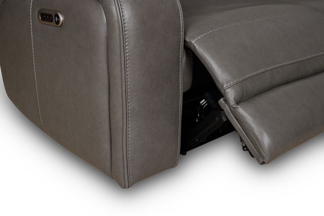Jasper Gray Leather Medium Dual Power 2-arm Reclining Sectional