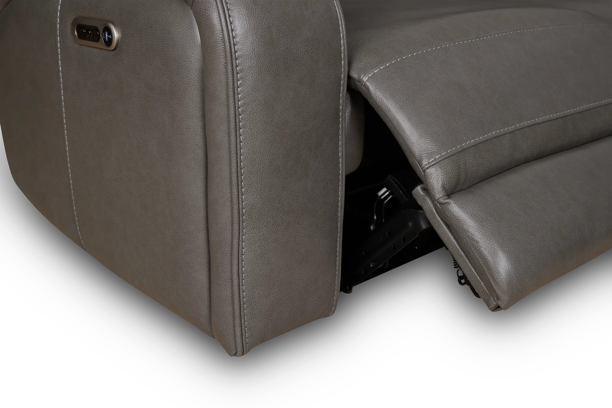 Jasper Gray Leather Medium Dual Power 2-arm Reclining Sectional Jasper Gray Leather Medium Dual Power 2-arm Reclining Sectional