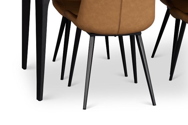 Sierra Black Stone Rectangular Table & 4 Upholstered Chairs