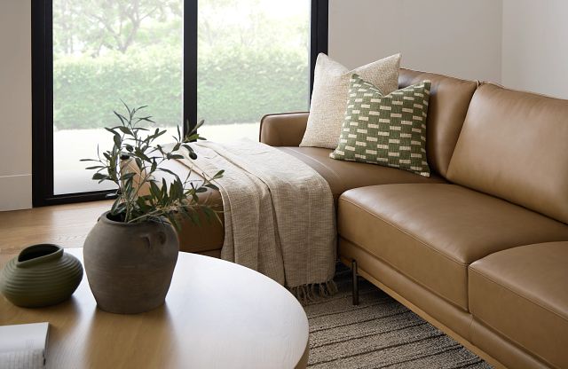 Tessa Light Brown Leather Left Chaise Sectional