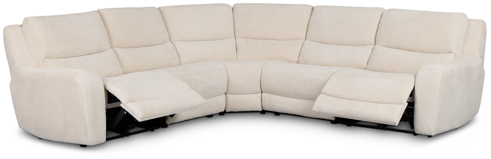 Bennett Light Beige Fabric Small Two-arm Power Reclining Sectional