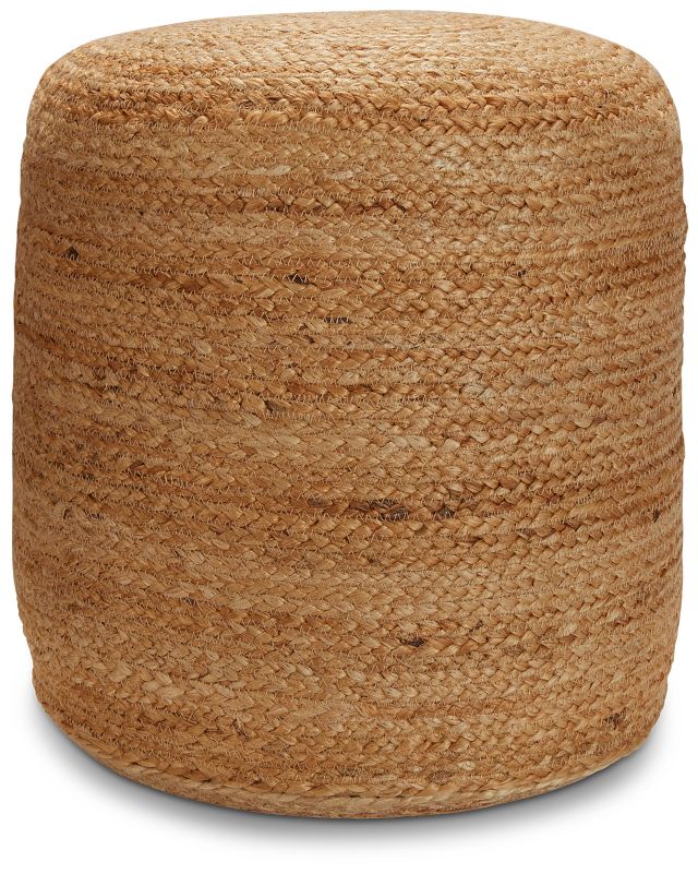 Alani Light Brown Round Accent Pouf