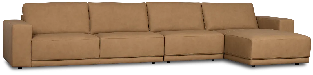 Kellan Light Brown Leather Small Right Chaise Sectional