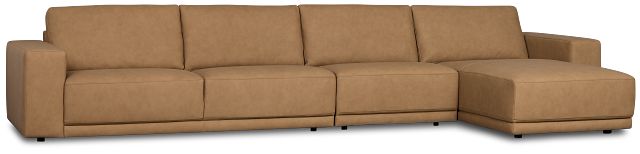 Kellan Light Brown Leather Small Right Chaise Sectional
