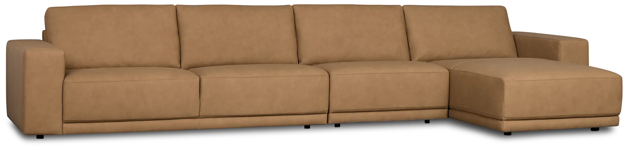 Kellan Light Brown Leather Small Right Chaise Sectional