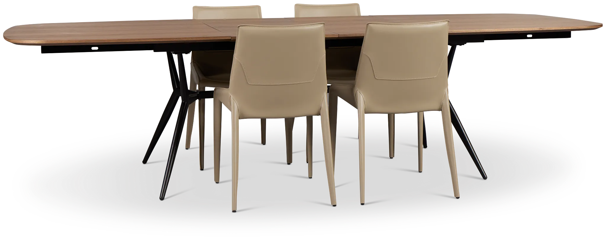 Margo Two-tone Rect Table & 4 Beige Upholstered Chairs