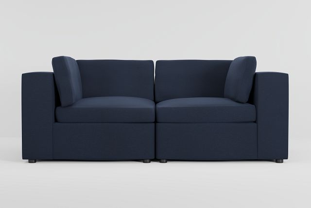 Destin Peyton Dark Blue Fabric 2 Piece Modular Sofa