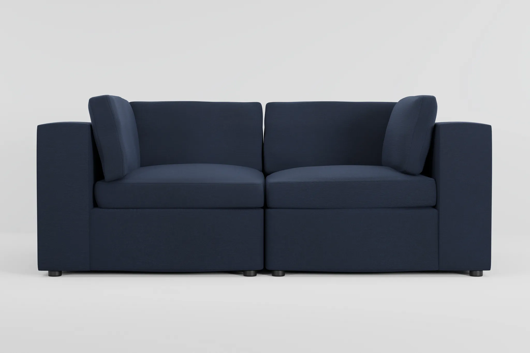 Destin Peyton Dark Blue Fabric 2-piece Modular Sofa