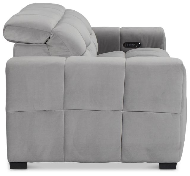 Gemma Light Gray Velvet Power Reclining Sofa