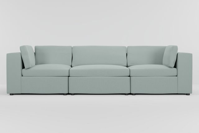 Destin Suave Light Green Fabric 3 Piece Modular Sofa
