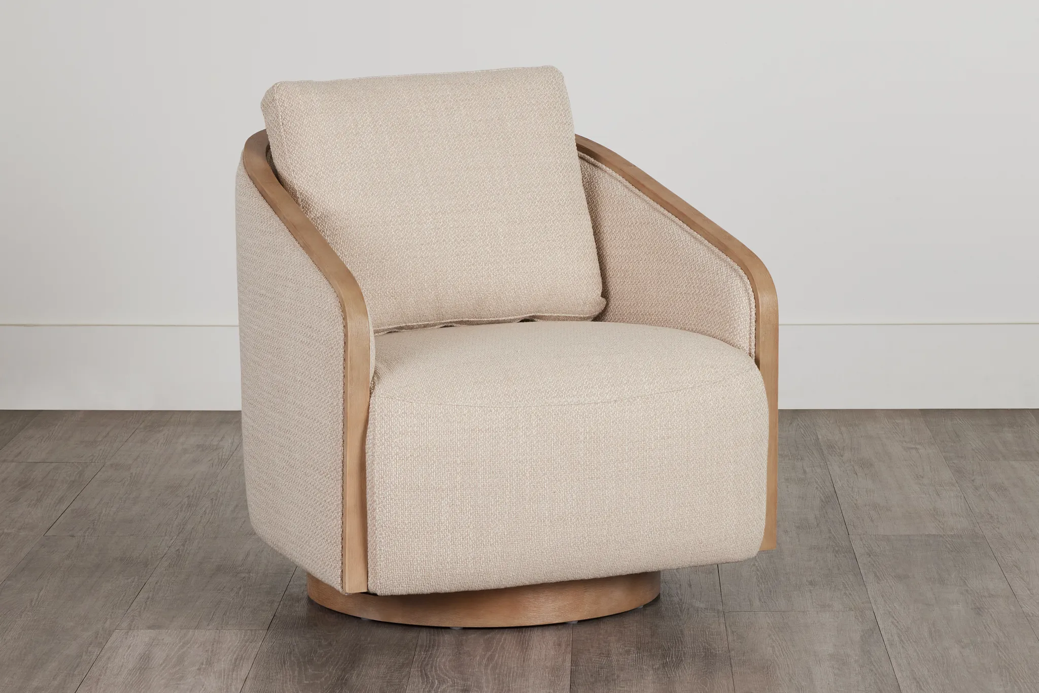 Campbell Beige Fabric Swivel Accent Chair