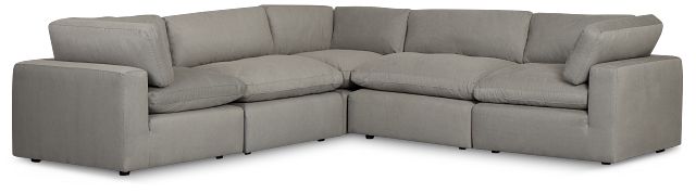 Grant Light Gray Fabric 5-piece Modular Sectional