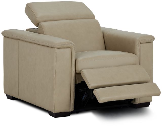 Ainsley Beige Leather Power Recliner