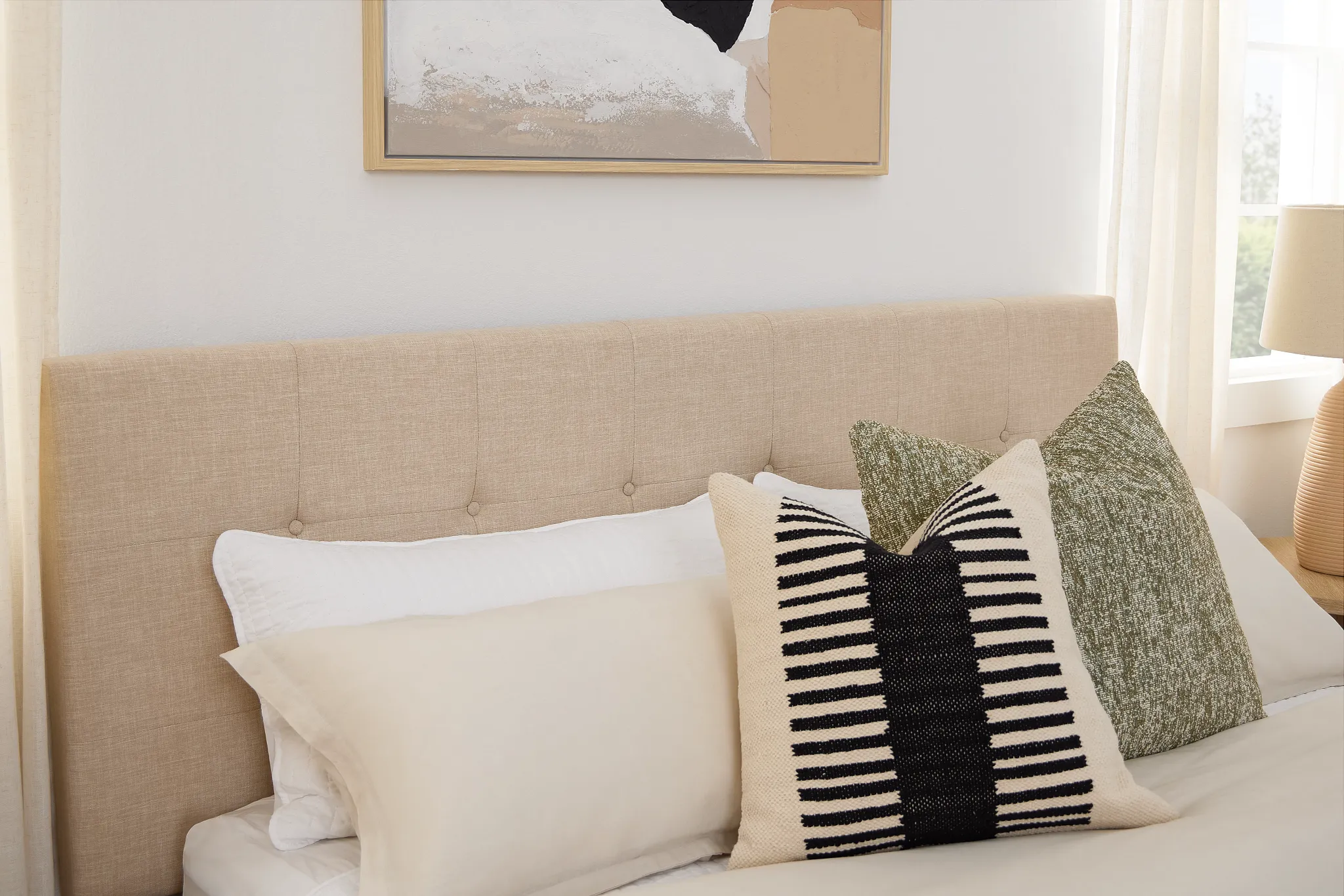 Flagler Beige Uph Panel Bed