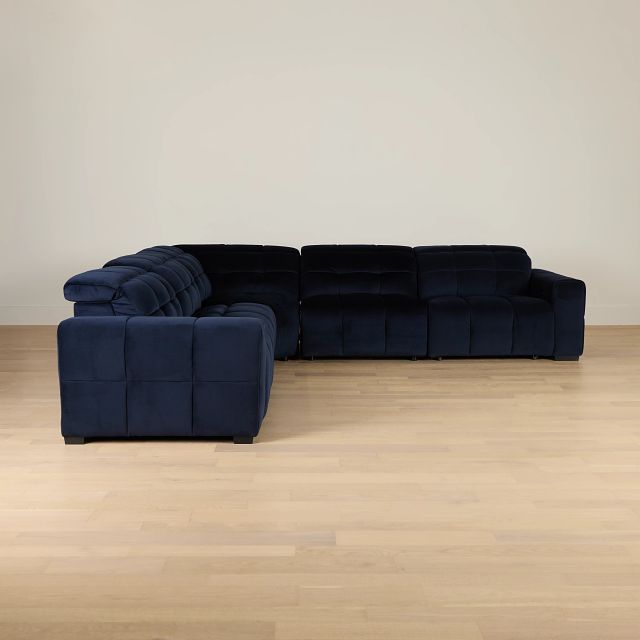 Gemma Navy Velvet Small Right Chaise Power Reclining Sectional