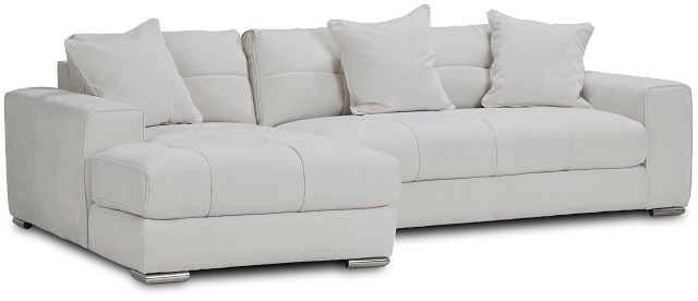 Brielle White Fabric Left Chaise Sectional