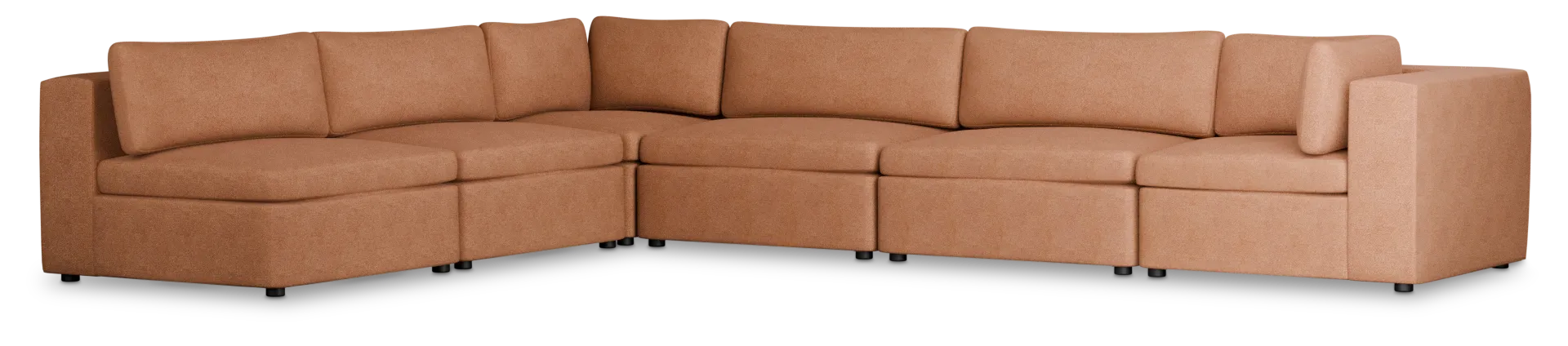 Destin Sutton Orange Fabric 6-piece Modular Sectional