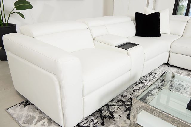 Melody White Storage Medium Right Power Reclining Chaise Sleeper Sect