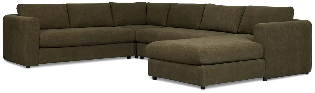 Alma Dark Green Fabric Medium Right Chaise Sectional Alma Dark Green Fabric Medium Right Chaise Sectional