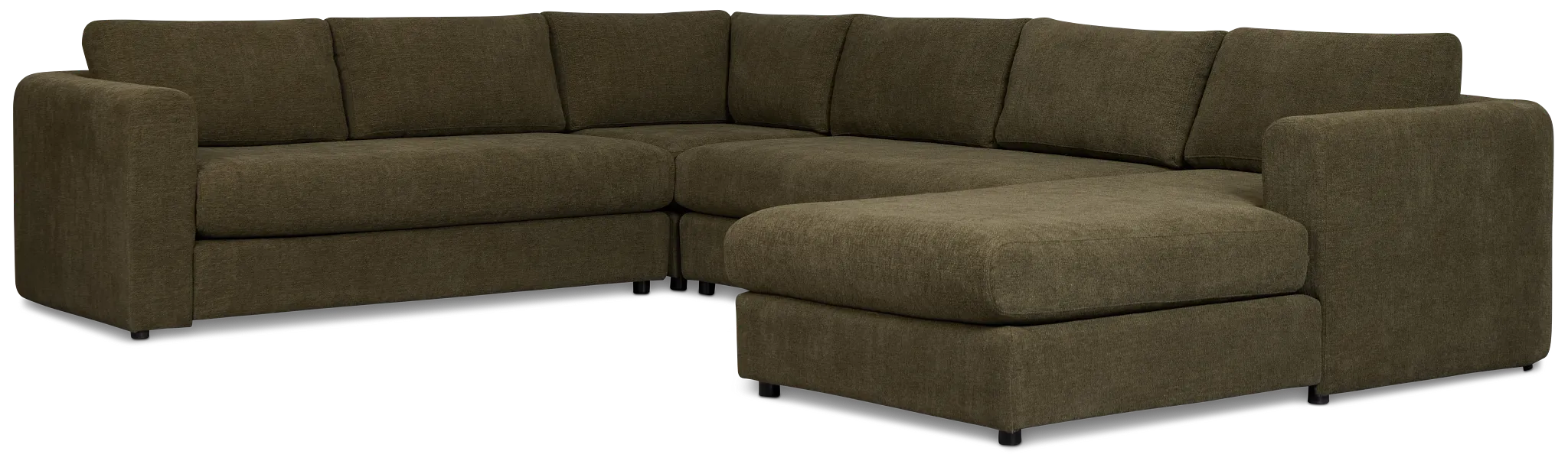 Alma Dark Green Fabric Medium Right Chaise Sectional