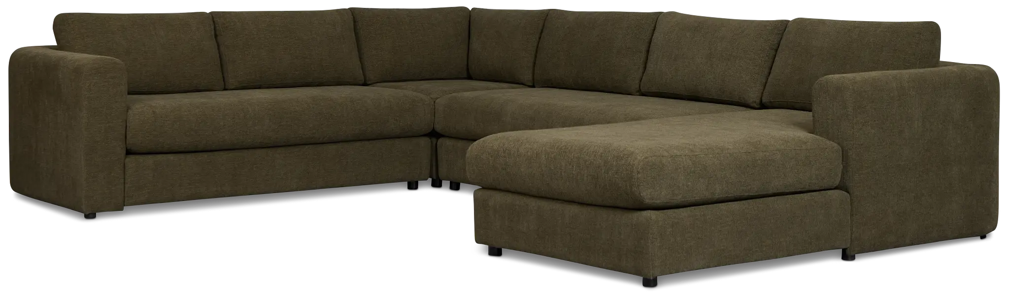 Alma Dark Green Fabric Medium Right Chaise Sectional Alma Dark Green Fabric Medium Right Chaise Sectional