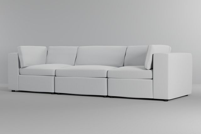 Destin Delray White Fabric 3 Piece Modular Sofa