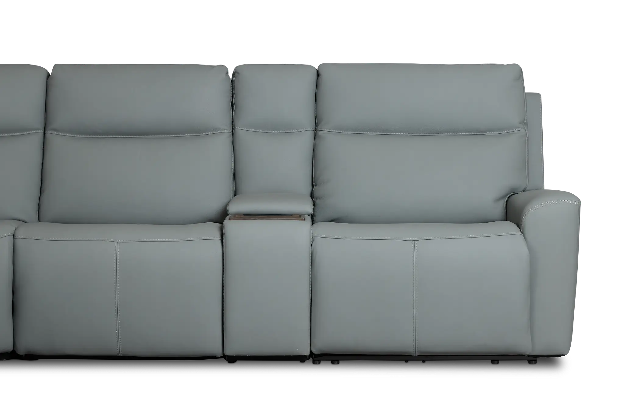 Flexsteel Sterling Blue Lthr/vinyl Large Dual Power Reclining Two-arm Sectional Flexsteel Sterling Blue Lthr/vinyl Large Dual Power Reclining Two-arm Sectional