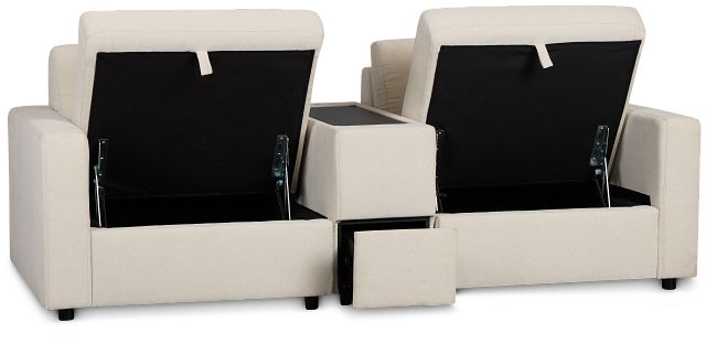 Addie Beige Fabric 2-piece Modular Storage Sofa With Console