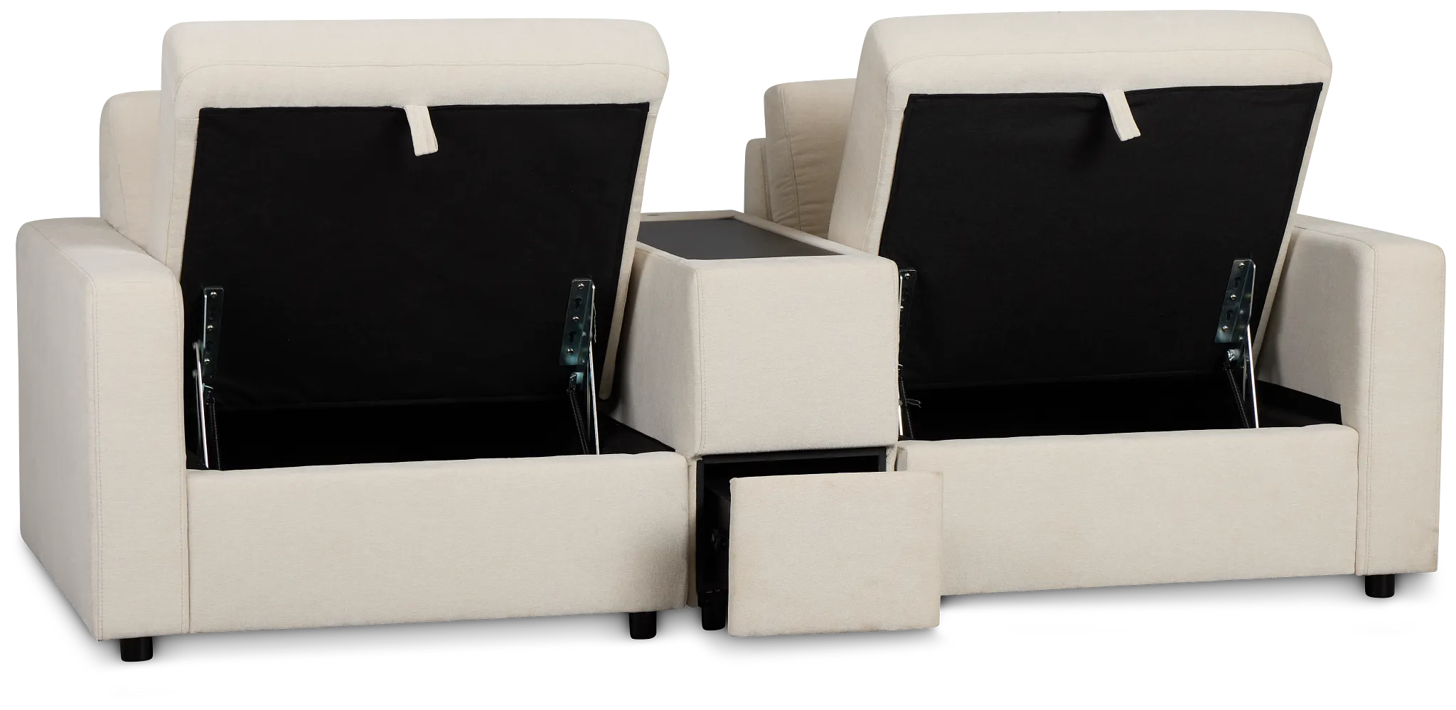 Addie Beige Fabric 2-piece Modular Storage Sofa With Console