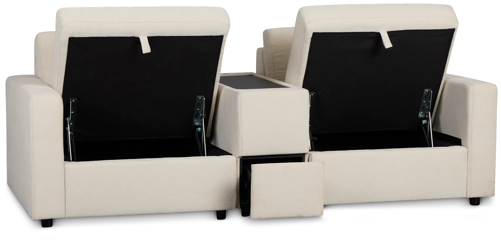 Addie Beige Fabric 2-piece Modular Storage Sofa With Console Addie Beige Fabric 2-piece Modular Storage Sofa With Console